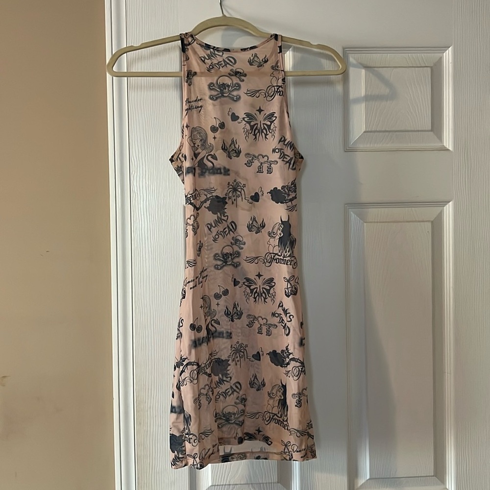 SHEER GRAPHIC MINI DRESS